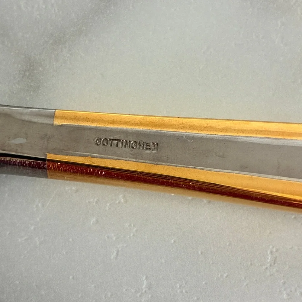 Vtg Gottinghen 18/10 Stainless Steel Cake Server Knife Set 24K Gold Italy